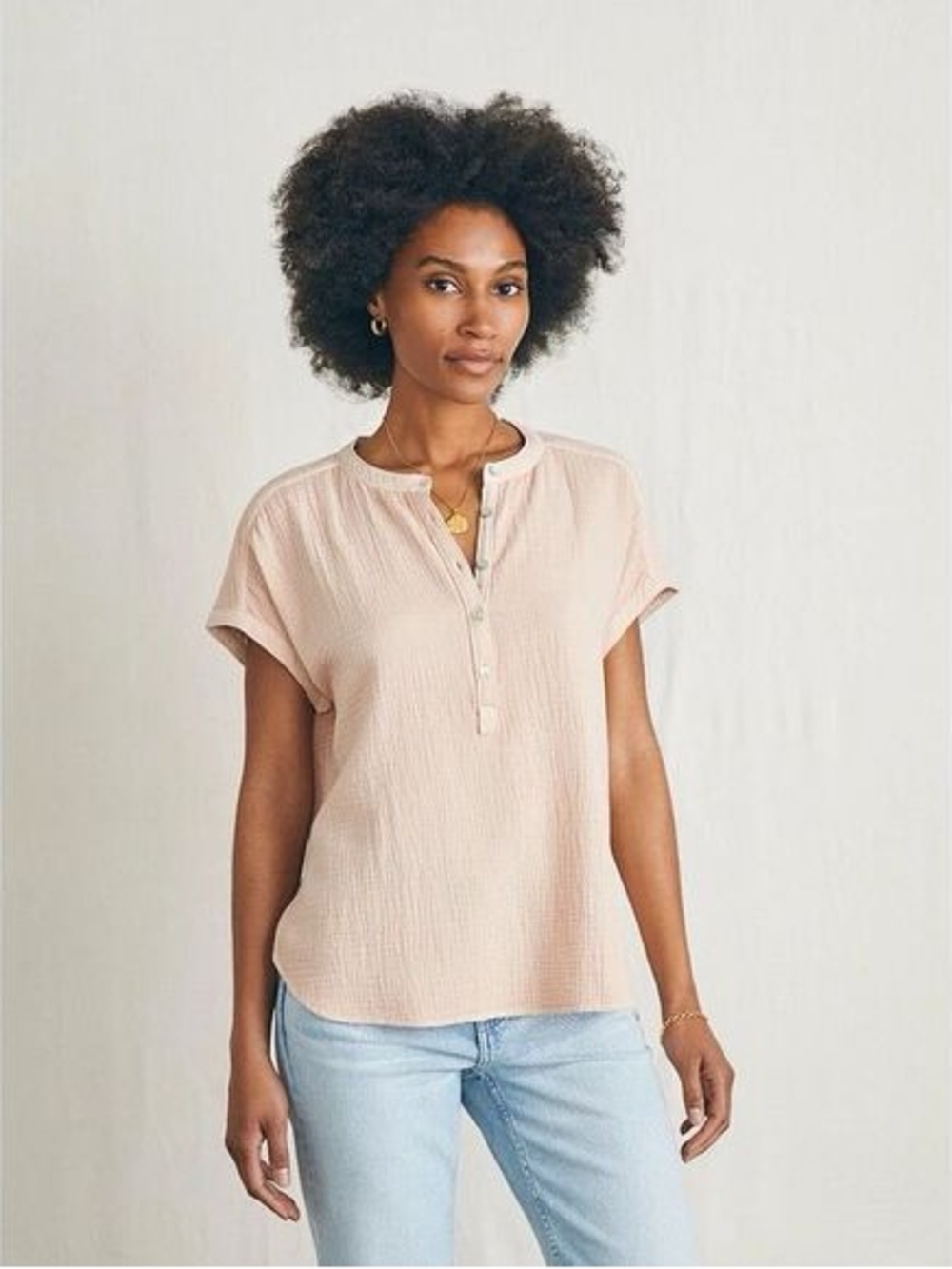 Faherty organic cotton dream gauze blouse